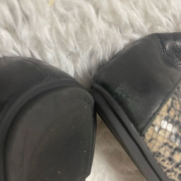 Visonic Leather Snakeskin Patterned Black & beige slip on Flats SZ10 - Picture 11 of 11